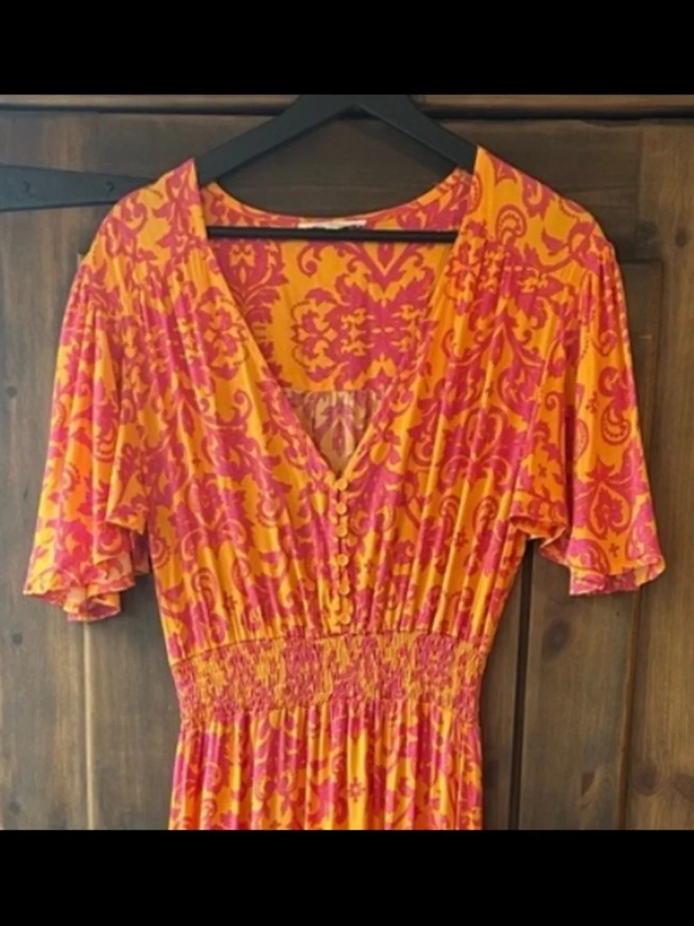 Anthropologie Abel the label Orange and Pink Floral Midi Dress. Size M. - Picture 4 of 8